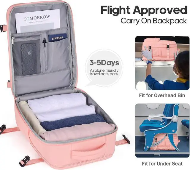 Alt view image 5 of 5 - Bagsure Large Travel Backpack for Women Men, 45L Expandable Carry On Backpack, 17 Inch Laptop Backpack Waterproof College Business, Flight Approved