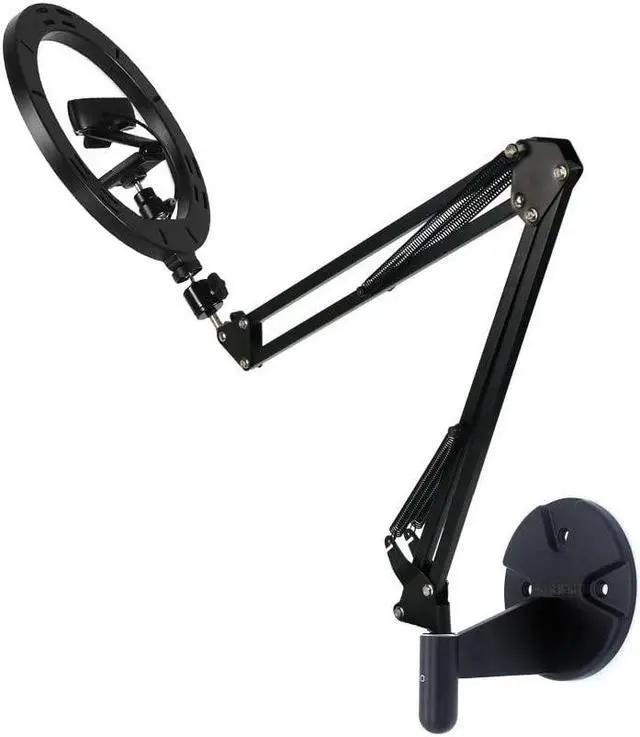 Alt view image 3 of 5 - Webcam Ring Light Wall Mount, 10'' Streaming Light with Folding Arm Wall Holder Compatible with Logitech C920s StreamCam Brio C930 C922x C925e C615 webcams