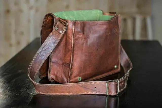 Alt view image 5 of 5 - cuero 11 inch Small Handmade Crossbody Shoulder Genuine Leather iPad/Tablet Vintage Messenger Bag For 10.5 inch iPad Pro for Women & Men - Gift for Him Her