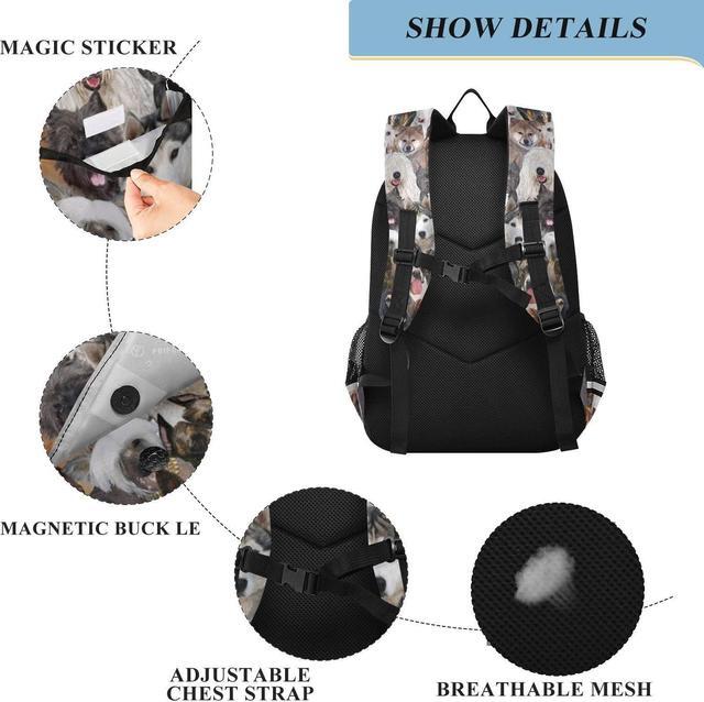 Alt view image 3 of 5 - ALAZA Different Dog Breeds Animal Laptop Backpack Purse for Women Men Travel Bag Casual Daypack with Compartment & Multiple Pockets