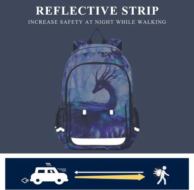 Alt view image 5 of 5 - ALAZA Dragon in Forest Laptop Backpack Purse for Women Men Travel Bag Casual Daypack with Compartment & Multiple Pockets