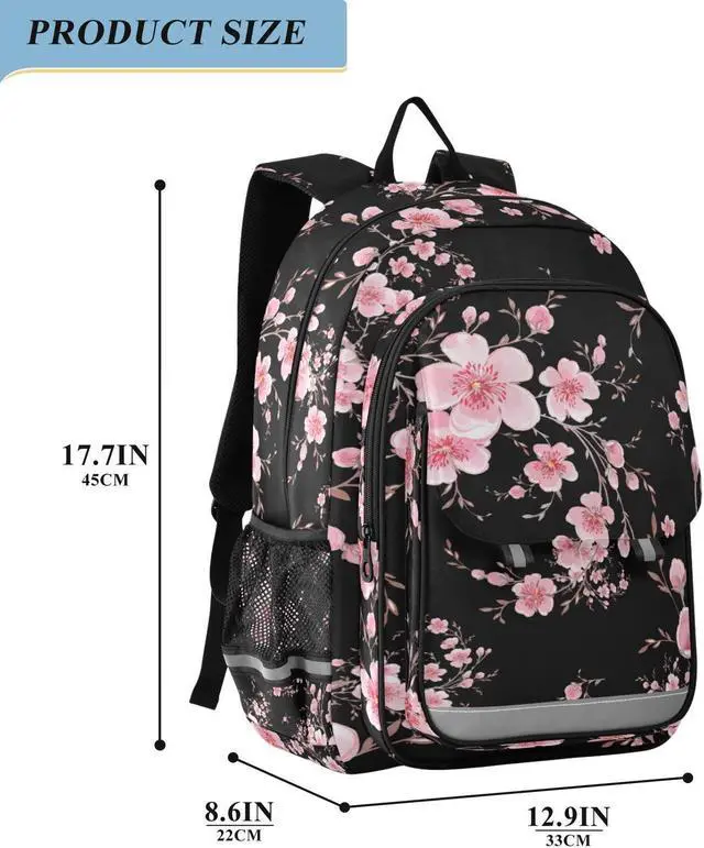 Alt view image 2 of 5 - ALAZA Cherry Blossom Sakura Laptop Backpack Purse for Women Men FloralTravel Bag Casual Daypack with Compartment & Multiple Pockets