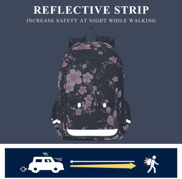 Alt view image 5 of 5 - ALAZA Cherry Blossom Sakura Laptop Backpack Purse for Women Men FloralTravel Bag Casual Daypack with Compartment & Multiple Pockets