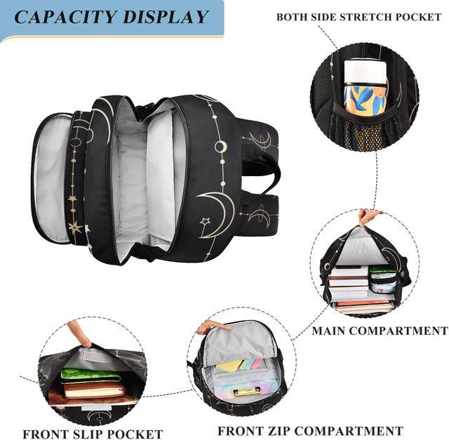 Alt view image 4 of 5 - ALAZA Sun Moon Stars Witch Laptop Backpack Purse for Women Men Travel Bag Casual Daypack with Compartment & Multiple Pockets