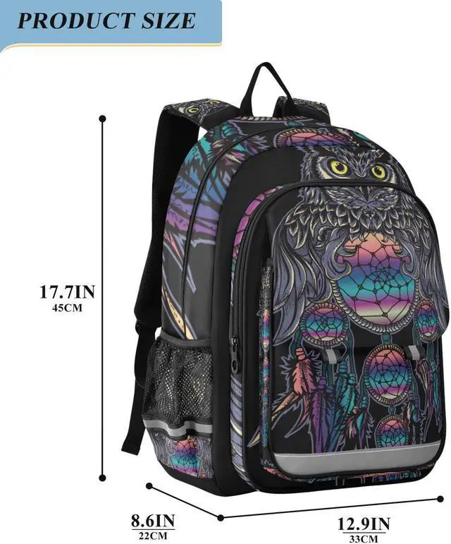 Alt view image 2 of 5 - ALAZA Owl Rainbow Dream Catcher Laptop Backpack Purse for Women Men Travel Bag Casual Daypack with Compartment & Multiple Pockets