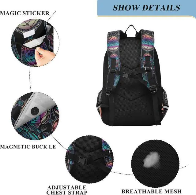 Alt view image 3 of 5 - ALAZA Owl Rainbow Dream Catcher Laptop Backpack Purse for Women Men Travel Bag Casual Daypack with Compartment & Multiple Pockets