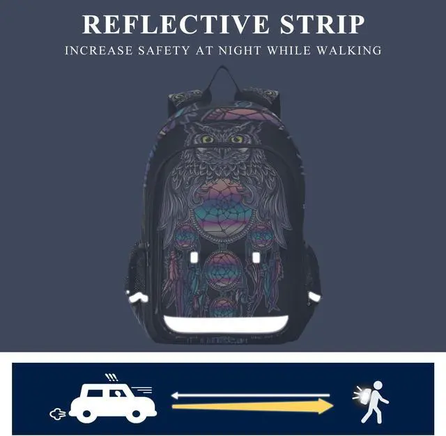Alt view image 5 of 5 - ALAZA Owl Rainbow Dream Catcher Laptop Backpack Purse for Women Men Travel Bag Casual Daypack with Compartment & Multiple Pockets