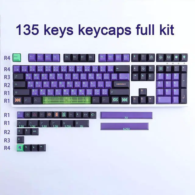 Alt view image 2 of 5 - JOMKIZ PBT Keycaps,135 Keys Mecha Dye Sublimation Cherry Profile Keycaps with 7U Clear Spacebar Japanese Keycap Set for Cherry MX Switches US Layout Mechanical Keyboards