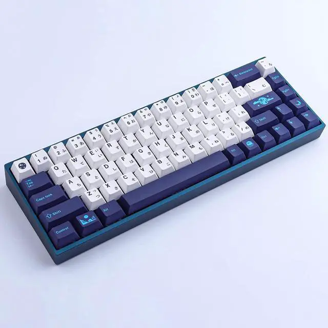 Alt view image 3 of 5 - JOMKIZ PBT Keycaps, 134 Keys Blue Moon Dye Sublimation Cherry Profile Keycaps with 7U Spacebar Japanese Keycap Set for MX Switches Mechanical Keyboards