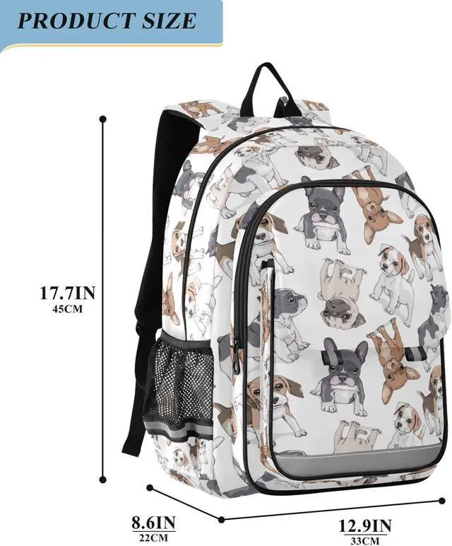 Alt view image 2 of 5 - ALAZA Cute Puppy Pug Dog Print Animal Laptop Backpack Purse for Women Men Travel Bag Casual Daypack with Compartment & Multiple Pockets
