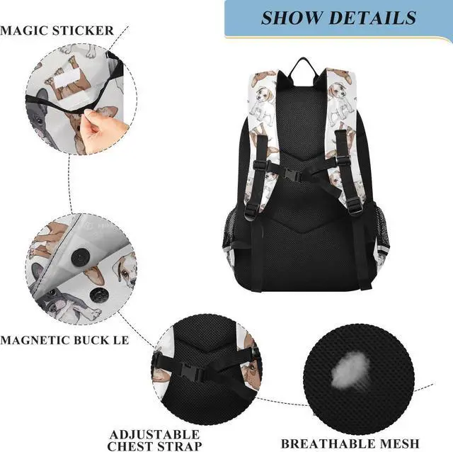 Alt view image 3 of 5 - ALAZA Cute Puppy Pug Dog Print Animal Laptop Backpack Purse for Women Men Travel Bag Casual Daypack with Compartment & Multiple Pockets