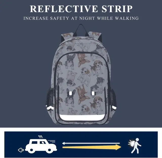 Alt view image 5 of 5 - ALAZA Cute Puppy Pug Dog Print Animal Laptop Backpack Purse for Women Men Travel Bag Casual Daypack with Compartment & Multiple Pockets