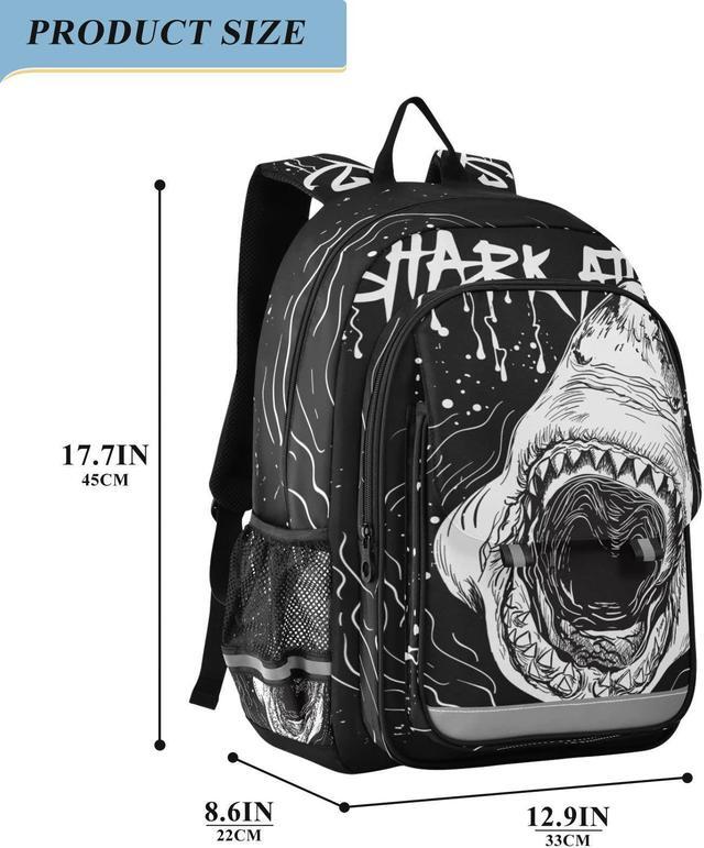 Alt view image 2 of 5 - ALAZA Scary Shark Attack Laptop Backpack Purse for Women Men Travel Bag Casual Daypack with Compartment & Multiple Pockets