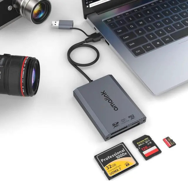 Main image of UHS-II SD Card Reader. Triple-Slot USB-A/USB-C CF Compact Flash Card Reader Adapter,.Support CF/UHS-II/UHS-I SD/SDHC/SDXC, Compatible with Windows,Mac OS