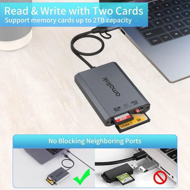 Alt view image 4 of 5 - UHS-II SD Card Reader. Triple-Slot USB-A/USB-C CF Compact Flash Card Reader Adapter,.Support CF/UHS-II/UHS-I SD/SDHC/SDXC, Compatible with Windows,Mac OS