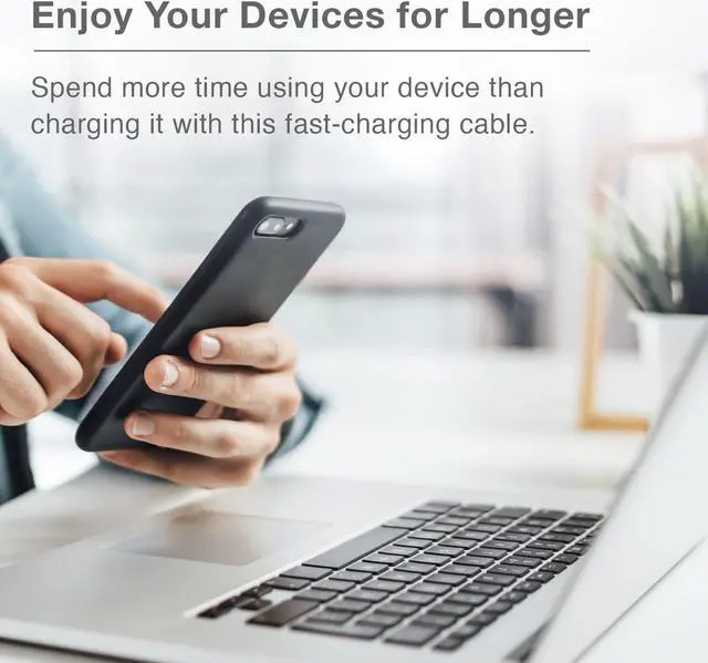 Alt view image 5 of 5 - Type C Charger - 20V 5A Fast Charging Cable with 100W Power Output & 20Gps High-Speed Sync Data - USB-C Charger Compatible with Laptops & Smartphones - 6.5 ft Biodegradable Cord - White