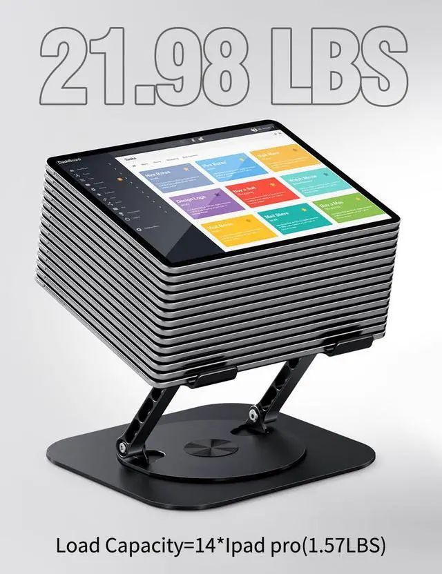 Alt view image 5 of 5 - AOEVI Adjustable Laptop Stand with 360 Rotating Base, Computer Stand for Laptop Ergonimic Foldable Laptop Riser for Desk Compatible with MacBook Pro/Air Notebook up to 16 Inches, Black