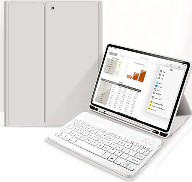 Main image of aoub Case for iPad 6th/5th Generation 9.7 inch, iPad Air 2, iPad Air, Stand Folio Detachable Wireless Bluetooth Keyboard Cover Soft TPU Back Case with Pencil Holder for iPad 9.7", Gray