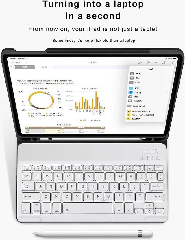 Alt view image 4 of 5 - aoub Case for iPad 6th/5th Generation 9.7 inch, iPad Air 2, iPad Air, Stand Folio Detachable Wireless Bluetooth Keyboard Cover Soft TPU Back Case with Pencil Holder for iPad 9.7, Black