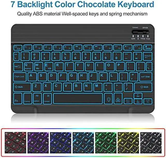 Alt view image 3 of 5 - iPad 9th 2021/8th/7th Generation Keyboard Case, BORIYUAN 7 Colors Backlit Detachable Black Keyboard Slim Folio Cover for iPad 10.2 Inch/iPad Air 10.5"(3rd Gen)/iPad Pro 10.5" with Pencil Holder - Blue