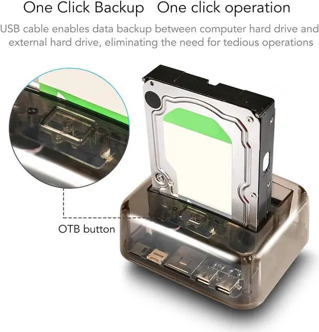 Alt view image 3 of 5 - External Hard Drive Bay, USB 3.0 to SATA IDE Dual Bay, External Hard Drive Dock Offline Clone Support 20TB 6Gbps for 2.5in 3.5in HDD SSD IDE (US Plug)