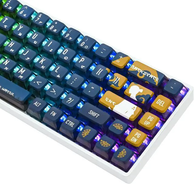 Main image of Ussixchare ASA Profile Pudding Keycaps 60% PBT Key Cap Set for Cherry Mx Gateron Kailh Switch for 60% 65% TKL Keyboards (Black Warrior-ASA)