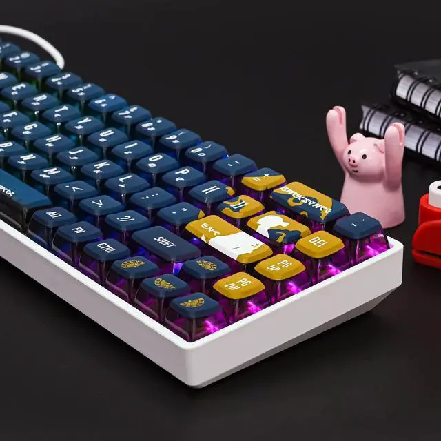 Alt view image 5 of 5 - Ussixchare ASA Profile Pudding Keycaps 60% PBT Key Cap Set for Cherry Mx Gateron Kailh Switch for 60% 65% TKL Keyboards (Black Warrior-ASA)