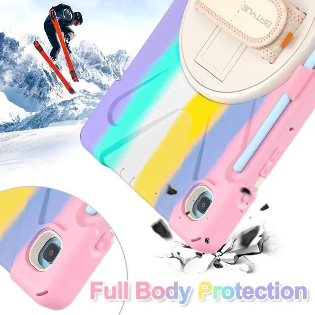 Alt view image 5 of 5 - BATYUE Case for Samsung Galaxy Tab S6 Lite 10.4 Inch 2024/2022/2020 (SM-P610/P613/P615/P619/P620/P625/P627), Protective Cover with Pencil Holder, Shoulder Strap, Hand Strap, Kickstand (Colourful Pink)