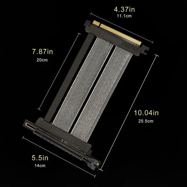 Alt view image 4 of 5 - Eagolloar PCIE 4.0 x16 Extender Riser Cable,High Speed Flexible Right Angle PCI-E Port GPU Graphic Card Extension Cable-250mm