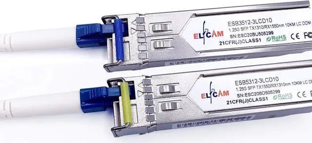 Alt view image 5 of 5 - Elfcam(r) - 1-Piar 1.25G SFP Module Single Mode with The Fiber Optic Port LC/UPC Singlemode Simplex, DDM 10km