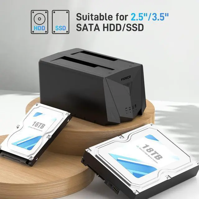 Alt view image 5 of 5 - FIDECO USB 3.2 Gen 1 to Hard Drive Docking Station, Hard Drive Dock for 2.5 or 3.5 inch SATA I/II/III HDD SSD with Hard Drive Duplicator/Offline Clone Function and 2 USB Cables, Support UASP