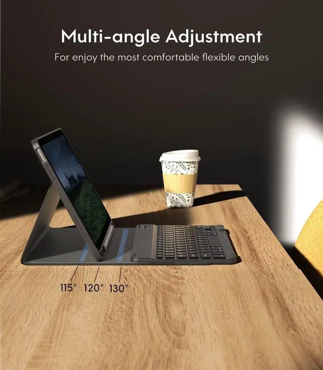 Alt view image 5 of 5 - CHESONA Keyboard Case for iPad 10th Generation 10.9-inch 2022, Detachable Bluetooth Keyboard, Stand Folio Keyboard Cover with Pencil Holder, Rechargeable Keyboard for New iPad 10th Gen 2022 (Black)