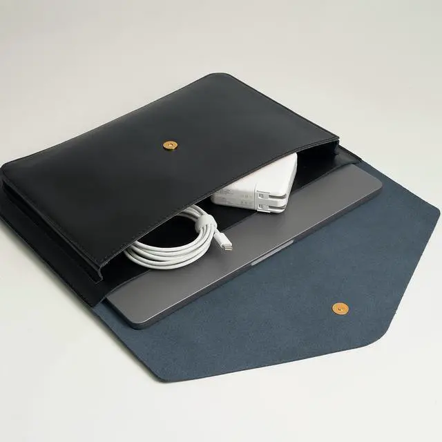 Alt view image 3 of 5 - Benfan Leather Laptop Sleeve 13 Inch Compatible for 2022 13inch MacBook Air M2,13 MacBook Pro M2, Surface Pro 3 4 5 6 7, Dell XPS 13 Color Color Black