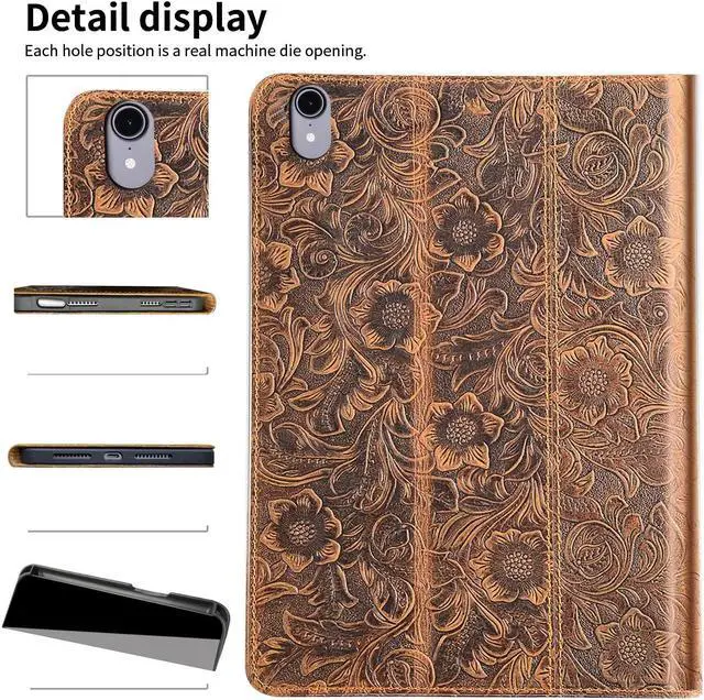 Alt view image 5 of 5 - Gexmil Case for Ipad Mini 8.3 Inch 2021,Genuine Leather Ipad Mini 6th Gen Cover,with Magnetic Buckle,Pencil Holder,Pencil2 Wireless Charging,Made from Real Leather Cowhide (Brown)