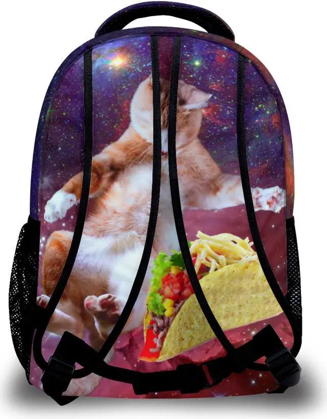 Alt view image 5 of 5 - Granbey Space Taco Cat Laptop Backpack - Cute Universe Galaxy Burrito Kitten College Students Bookbags Beautiful Purple Nebula School Bags Travel Computer Notebooks Daypack