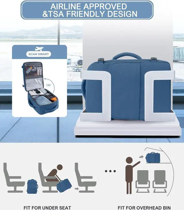 Alt view image 2 of 5 - Beraliy Travel Backpack, Carry On Laptop Backpack for Women Men, Airline Approved Personal Item Trave Bag, Lightweight Luggage College Work Weekender Business Bag for Travel, Dark Blue