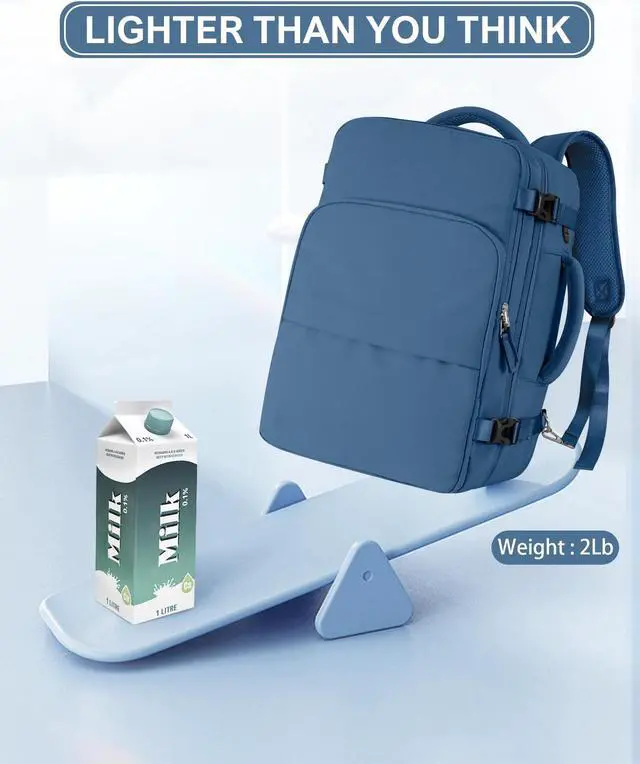 Alt view image 4 of 5 - Beraliy Travel Backpack, Carry On Laptop Backpack for Women Men, Airline Approved Personal Item Trave Bag, Lightweight Luggage College Work Weekender Business Bag for Travel, Dark Blue