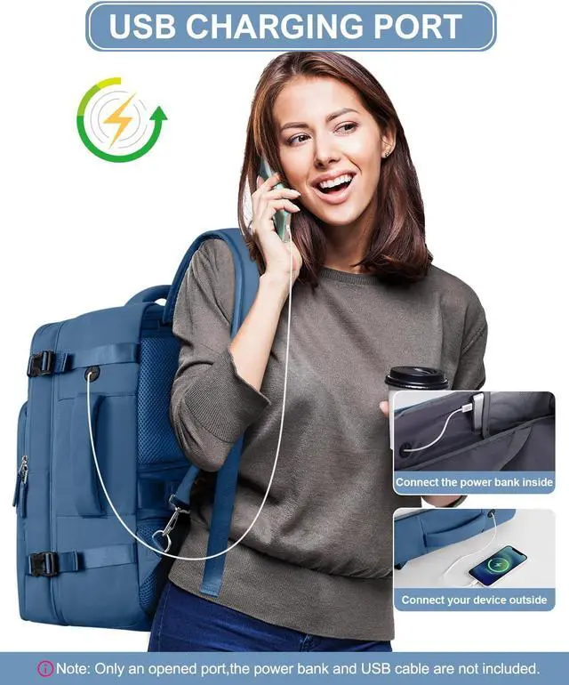 Alt view image 3 of 5 - Beraliy Travel Backpack, Carry On Laptop Backpack for Women Men, Airline Approved Personal Item Trave Bag, Lightweight Luggage College Work Weekender Business Bag for Travel, Dark Blue