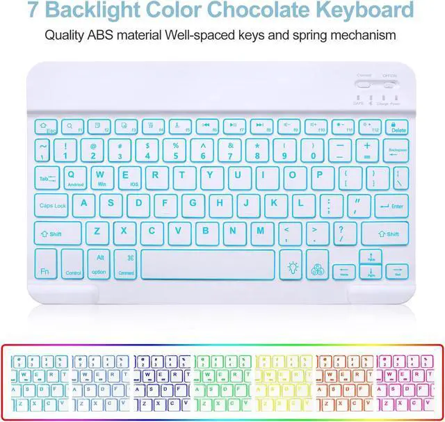 Alt view image 3 of 5 - BORIYUAN iPad Keyboard Case 9.7 inch for iPad 6th Generation(2018)/iPad 5th Gen(2017)/iPad Air 2&1/iPad Pro 9.7-7 Colors Backlit, Detachable Keyboard, Auto Wake/Sleep, Pencil Holder (Sky Blue)