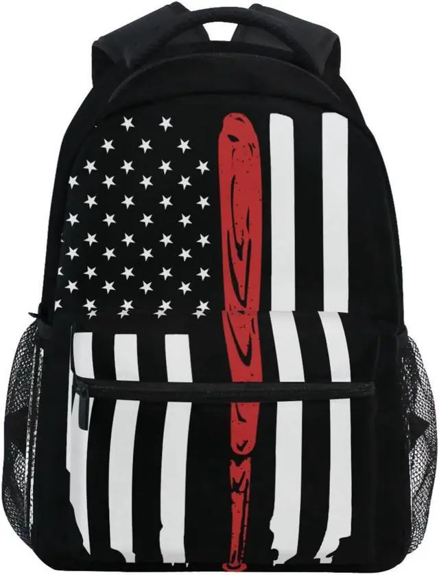 Main image of Miaoquhe America Flag Baseball Backpack for Boys Girls Teenagers, Casual School Bookbag Travel Laptop Daypack, Shoulder Bags for Travel Hiking Camping
