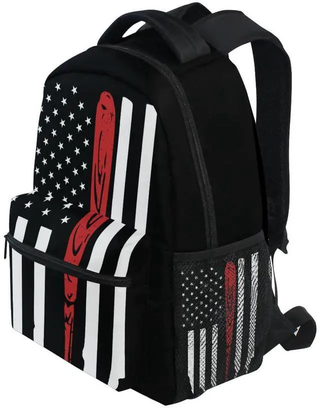 Alt view image 3 of 5 - Miaoquhe America Flag Baseball Backpack for Boys Girls Teenagers, Casual School Bookbag Travel Laptop Daypack, Shoulder Bags for Travel Hiking Camping