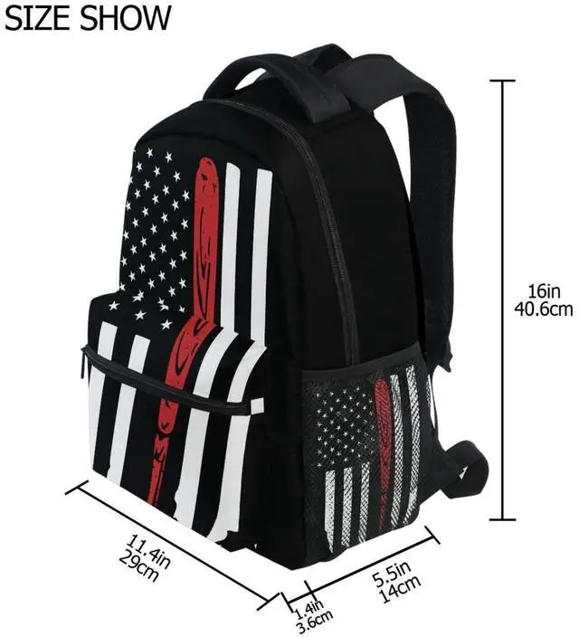 Alt view image 2 of 5 - Miaoquhe America Flag Baseball Backpack for Boys Girls Teenagers, Casual School Bookbag Travel Laptop Daypack, Shoulder Bags for Travel Hiking Camping