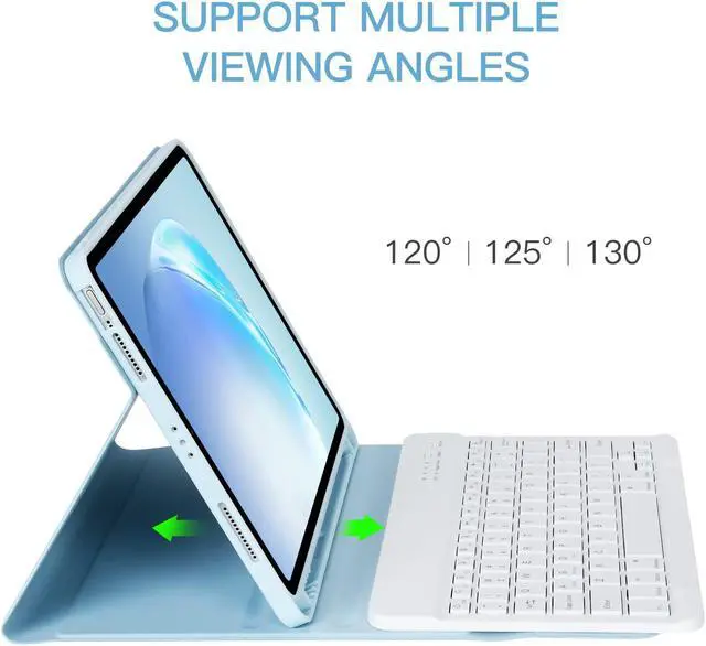 Alt view image 5 of 5 - BQSS iPad 10th Generation Keyboard Case 10.9"2022, Slim Smart Keyboard Case for iPad 10th Gen 2022,Detachable Wireless Keyboard,Pencil Holder (Pale Blue)