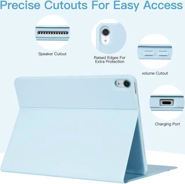 Alt view image 4 of 5 - BQSS iPad 10th Generation Keyboard Case 10.9"2022, Slim Smart Keyboard Case for iPad 10th Gen 2022,Detachable Wireless Keyboard,Pencil Holder (Pale Blue)