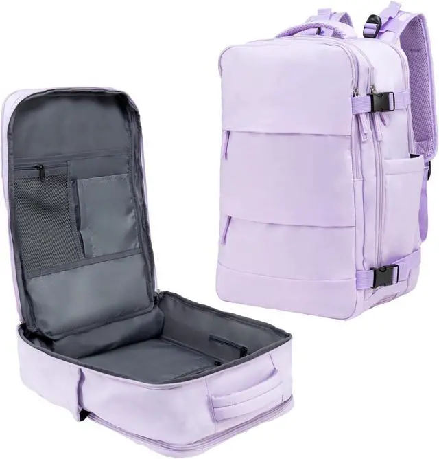 Main image of (Not Made In China) Travel Backpack For Women Men Flight Approved, Carry On Laptop Bag, Luggage, Personal Item Backpack Bag, Casual Daypack (Lavender)