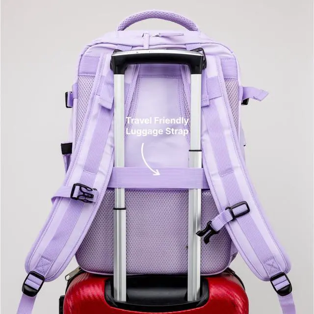 Alt view image 3 of 5 - (Not Made In China) Travel Backpack For Women Men Flight Approved, Carry On Laptop Bag, Luggage, Personal Item Backpack Bag, Casual Daypack (Lavender)