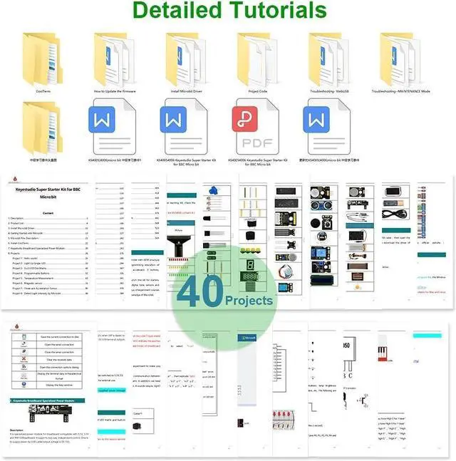 Alt view image 2 of 5 - KEYESTUDIO Super Starter Kit for Microbit V2 V1.5 STEM Learning|Without Micro:bit Board, 40 Lessons Tutorial, with T-Breakout Board, Breadboard, LCD Display etc. Educational Kit for Beginners