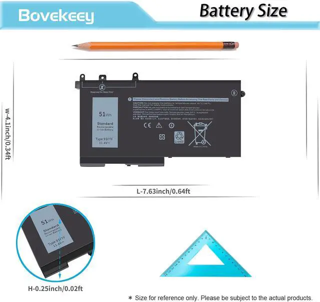 Alt view image 4 of 5 - Bovekeey 93FTF Battery 51Wh 11.4V for Dell Latitude E5480 E5580 5580 5480 5280 5590 5490 5491 5290 5288 5488 5495 5591 E5280 E5490 E5590 E5290 E5591 E549, Precision 15 3520 3530 4YFVG D4CMT 83XPC