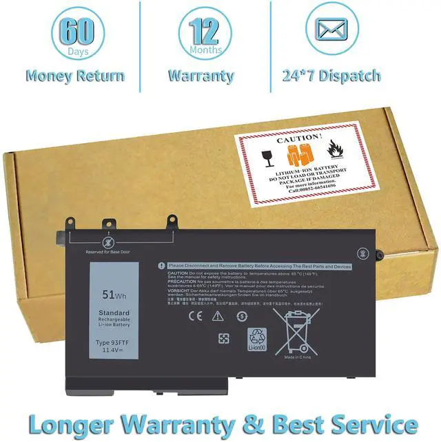 Alt view image 2 of 5 - Bovekeey 93FTF Battery 51Wh 11.4V for Dell Latitude E5480 E5580 5580 5480 5280 5590 5490 5491 5290 5288 5488 5495 5591 E5280 E5490 E5590 E5290 E5591 E549, Precision 15 3520 3530 4YFVG D4CMT 83XPC