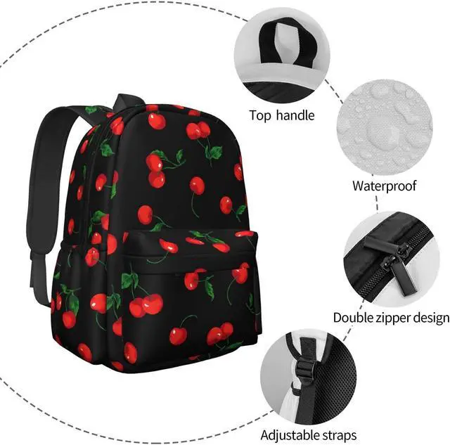 Alt view image 5 of 5 - KiuLoam 17 Inch Backpack Pattern Of The Cherry Laptop Backpack Shoulder Bag School Bookbag Casual Daypack